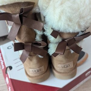 UGG Brown Suede Boots with Cream Fur Size 8